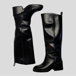 H&M Wide-Calf Knee-High Block Heeled Boots